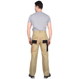 Брюки "СИРИУС-МАНХЕТТЕН" песочный с оранж. и черным тк. мех. стрейч пл. 250г/кв.м