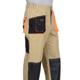 Брюки "СИРИУС-МАНХЕТТЕН" песочный с оранж. и черным тк. мех. стрейч пл. 250г/кв.м