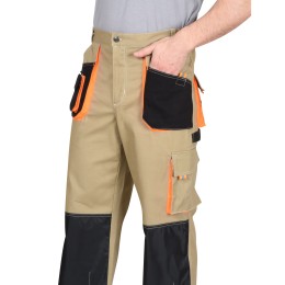 Брюки "СИРИУС-МАНХЕТТЕН" песочный с оранж. и черным тк. мех. стрейч пл. 250г/кв.м