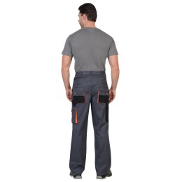 Брюки "СИРИУС-МАНХЕТТЕН" т. серый с оранж. и черным тк. мех. стрейч пл. 250г/кв.м