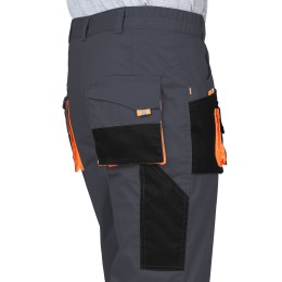 Брюки "СИРИУС-МАНХЕТТЕН" т. серый с оранж. и черным тк. мех. стрейч пл. 250г/кв.м