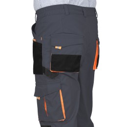 Брюки "СИРИУС-МАНХЕТТЕН" т. серый с оранж. и черным тк. мех. стрейч пл. 250г/кв.м