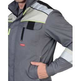 Костюм "СИРИУС-БОСТОН" : куртка кор., п/комб. ср.серый с молочным и черным