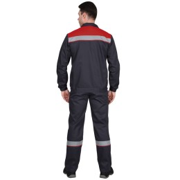 Костюм "СИРИУС-МАСТЕР" летний: куртка, п/к, т-серый с красн. отделкой
