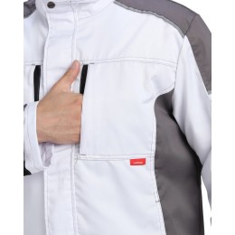 Костюм СИРИУС-ЦИТРИН куртка, п/к белый со средне-серым