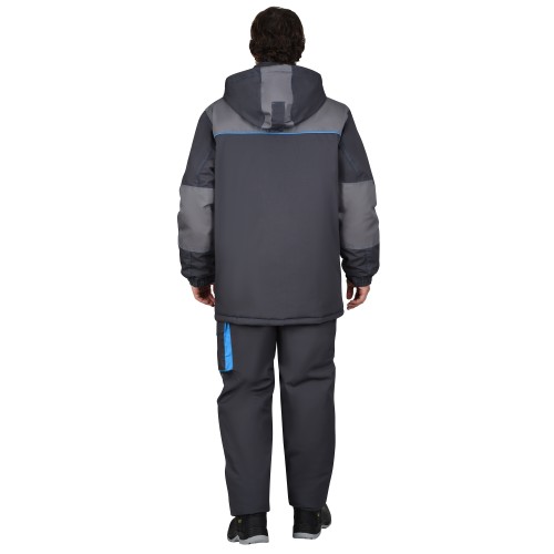 Костюм СИРИУС-ДВИН зимний, куртка удл., п/к т.серый со ср.сер. и гол. отд.