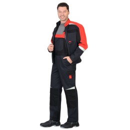 Костюм «СИРИУС-ФАВОРИТ-МЕГА» куртка, п/к сер. с красн. и чёрн.