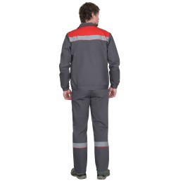 Костюм СИРИУС-МАСТЕР летний: куртка, брюки, темно-серый с красной отделкой