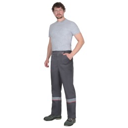 Костюм СИРИУС-МАСТЕР летний: куртка, брюки, темно-серый с красной отделкой