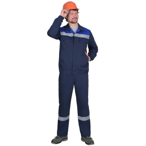 Костюм СИРИУС-МАСТЕР-РОСС куртка кор., п/к, тёмно-синий с васильковым и СОП