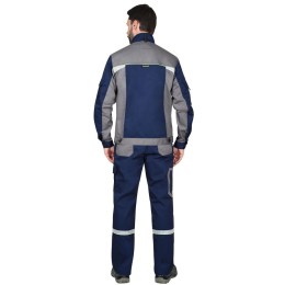 Костюм СИРИУС-СТАН куртка кор., п/к синий со ср.серым и лимонным