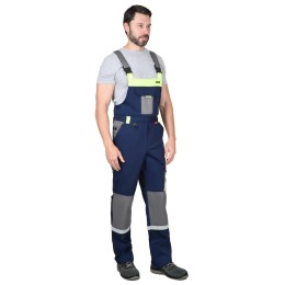 Костюм СИРИУС-СТАН куртка кор., п/к синий со ср.серым и лимонным