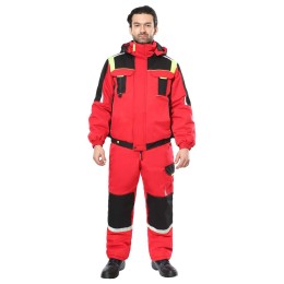 Костюм СИРИУС-СТАН куртка, п/к, красный с черным и лимонной отделкой