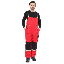 Костюм СИРИУС-СТАН куртка, п/к, красный с черным и лимонной отделкой