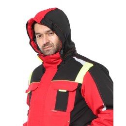 Костюм СИРИУС-СТАН куртка, п/к, красный с черным и лимонной отделкой