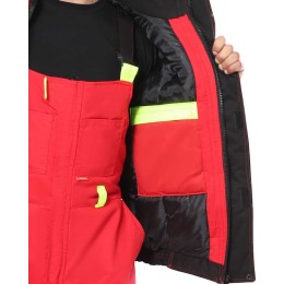Костюм СИРИУС-СТАН куртка, п/к, красный с черным и лимонной отделкой
