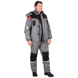 Костюм СИРИУС-СТАН зимний: куртка, п/к, серый с черной и красной отделкой