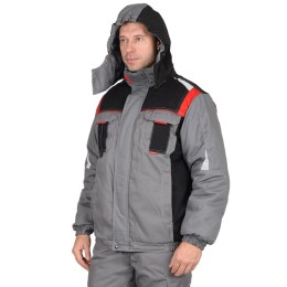 Костюм СИРИУС-СТАН зимний: куртка, п/к, серый с черной и красной отделкой