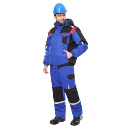 Костюм СИРИУС-СТАН зимний: куртка, п/к васильковый с черным и красным