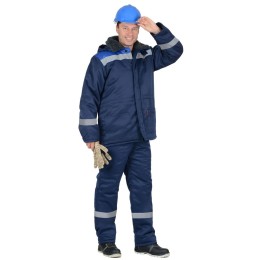 Куртка Бригадир-2 муж. с мех. ворот. синий с васильковым и СОП 50 мм. Гретта (ЧЗ)