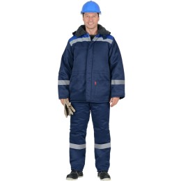 Куртка Бригадир-2 муж. с мех. ворот. синий с васильковым и СОП 50 мм. Гретта (ЧЗ)