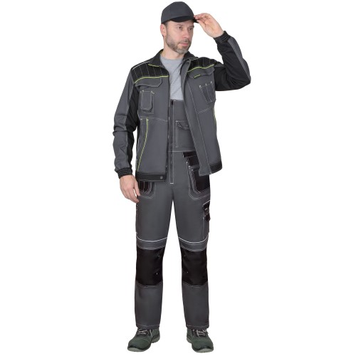 Куртка "Престиж" кор.,летняя темно-серая с лимонным кантом