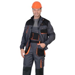 Куртка "СИРИУС-МАНХЕТТЕН" короткая  т.серая с оранж. и черным 