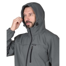 Куртка СИРИУС-АЗОВ с капюшоном серый софтшелл