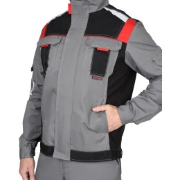 Куртка СИРИУС-СТАН ср-серая с черной и красной отделкой