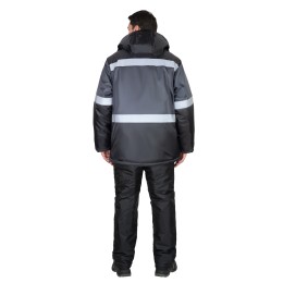 Куртка СИРИУС-ТЕРМИНАЛ зимняя, черная с темно-серым и СОП