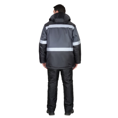 Куртка СИРИУС-ТЕРМИНАЛ зимняя, черная с темно-серым и СОП