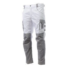 Летние брюки Brodeks KS 302, белый/серый