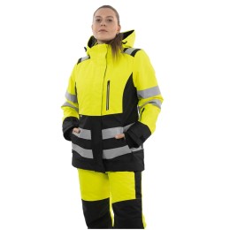 Женская зимняя сигнальная куртка Brodeks KW 230, желтый/черный