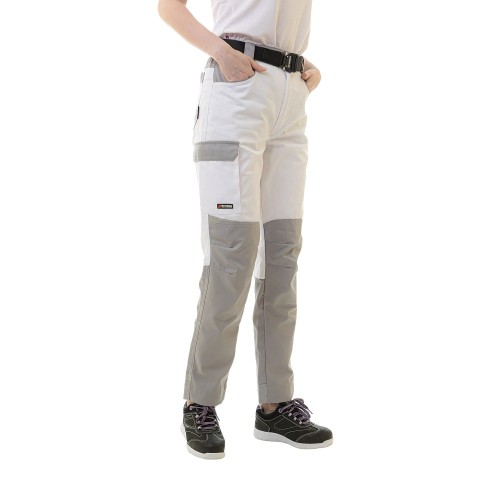 Женские летние брюки Brodeks KS 328, белый/серый