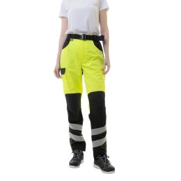 Женские летние сигнальные брюки Brodeks KS 319, желтый/черный