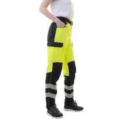Женские летние сигнальные брюки Brodeks KS 319, желтый/черный