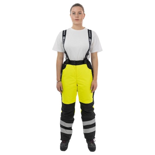 Женские зимние сигнальные брюки Brodeks KW 330, желтый/черный