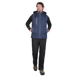 Жилет "АЛЕКС" с капюшоном темно-синий 