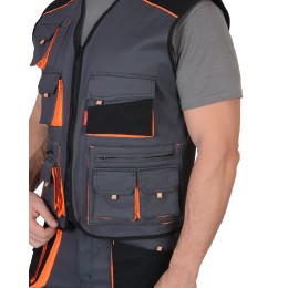 Жилет "МАНХЕТТЕН" т-серый с оранж. и черным