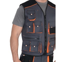 Жилет "МАНХЕТТЕН" т-серый с оранж. и черным