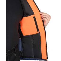 Жилет СИРИУС-ТЕРМИНАЛ с капюшоном темно-синий с оранжевым