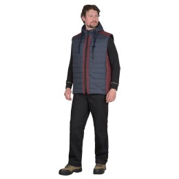 Жилет СИРИУС-УРБАН утепленный с капюшоном сине-серый с бордовым