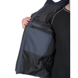 Жилет СИРИУС-УРБАН утепленный с капюшоном сине-серый с бордовым