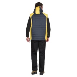 Жилет СИРИУС-УРБАН утепленный с капюшоном сине-серый с желтым