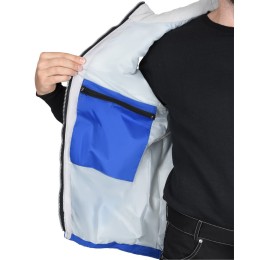 Жилет СИРИУС-УРБАН утепленный с капюшоном васильковый с жемчужным