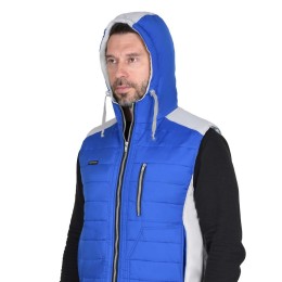 Жилет СИРИУС-УРБАН утепленный с капюшоном васильковый с жемчужным