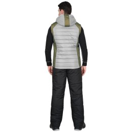 Жилет СИРИУС-УРБАН утепленный с капюшоном жемчужный с оливковым