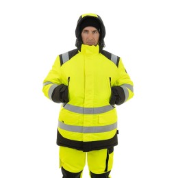 Зимняя сигнальная куртка-парка Brodeks KW 217, желтый/черный