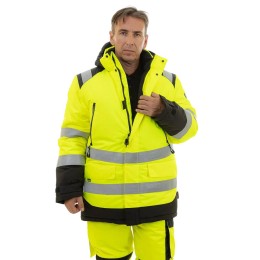 Зимняя сигнальная куртка-парка Brodeks KW 217, желтый/черный