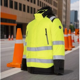 Зимняя сигнальная куртка-парка Brodeks KW 217, желтый/черный